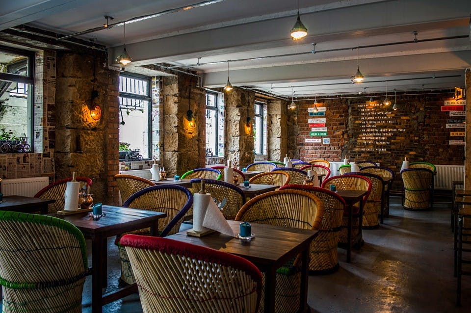Vibrant dining space at Horn Please, ideal for casual meetings and small events.