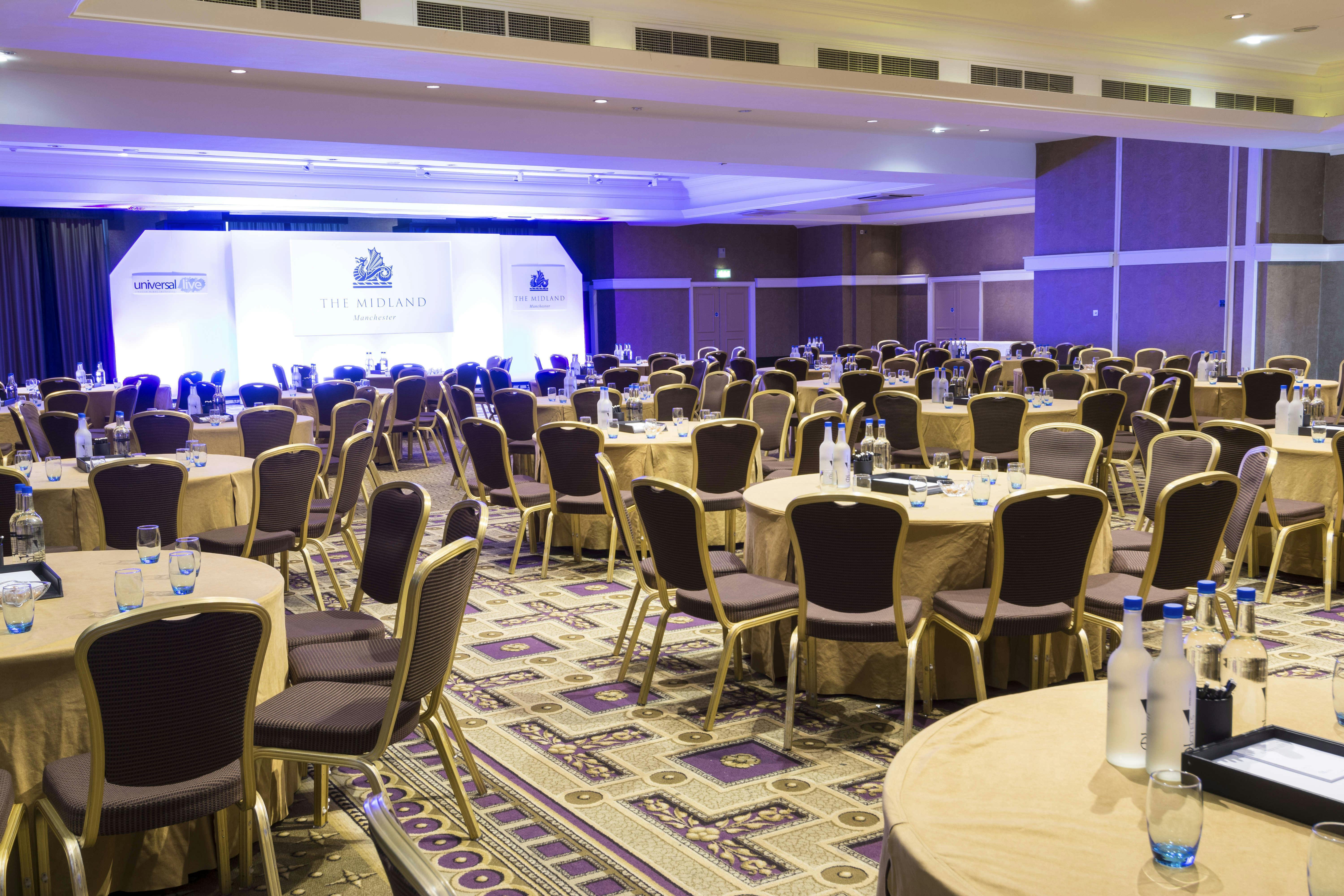 Alexandra Suite at The Midland Manchester, elegant event space for conferences and banquets.