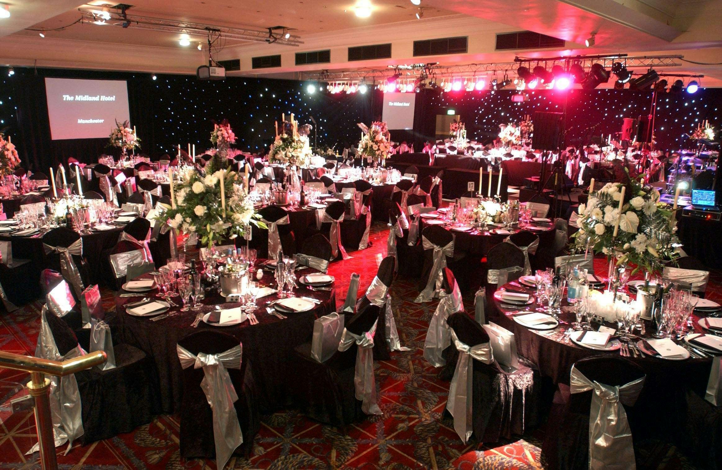 Elegant Alexandra Suite at The Midland Manchester, perfect for gala events and banquets.