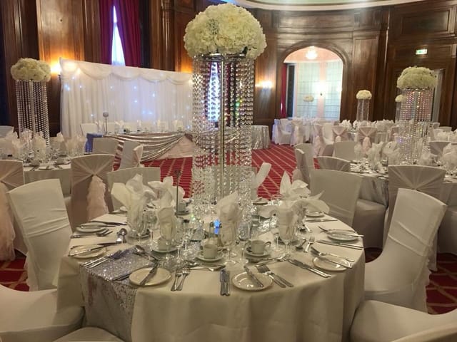Elegant banquet hall in The Adelphi Hotel, perfect for weddings and corporate events.