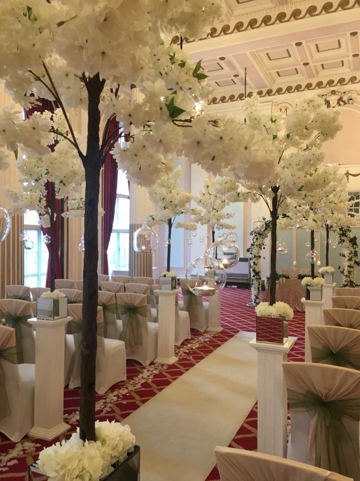 Derby Suite at The Adelphi Hotel, elegant floral decor for weddings and upscale events.