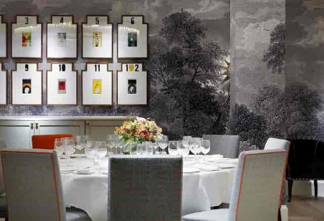 Elegant dining table in Windmill Room, Ham Yard Hotel for upscale events and corporate dinners.