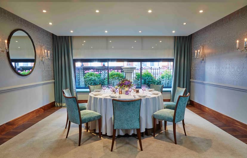 Eaton suite dining table in The Capital Hotel, ideal for corporate dinners and upscale events.