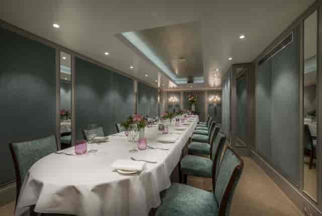Elegant private dining room in The Cadogan Suite, ideal for corporate events and celebrations.