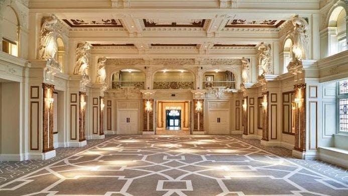 Elegant ballroom with high ceilings at Kimpton Fitzroy London for upscale events.