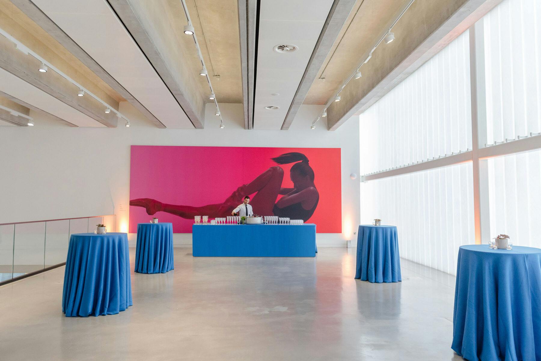 Wigoder Gallery at English National Ballet, modern event space with vibrant artwork for receptions.