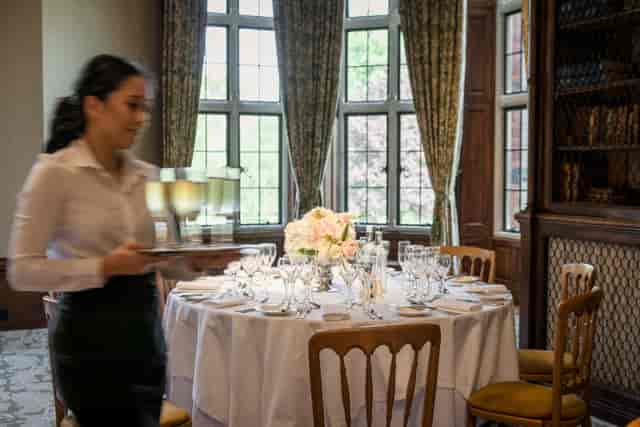 Elegant dining table at The Elvetham Library, perfect for upscale events and gatherings.