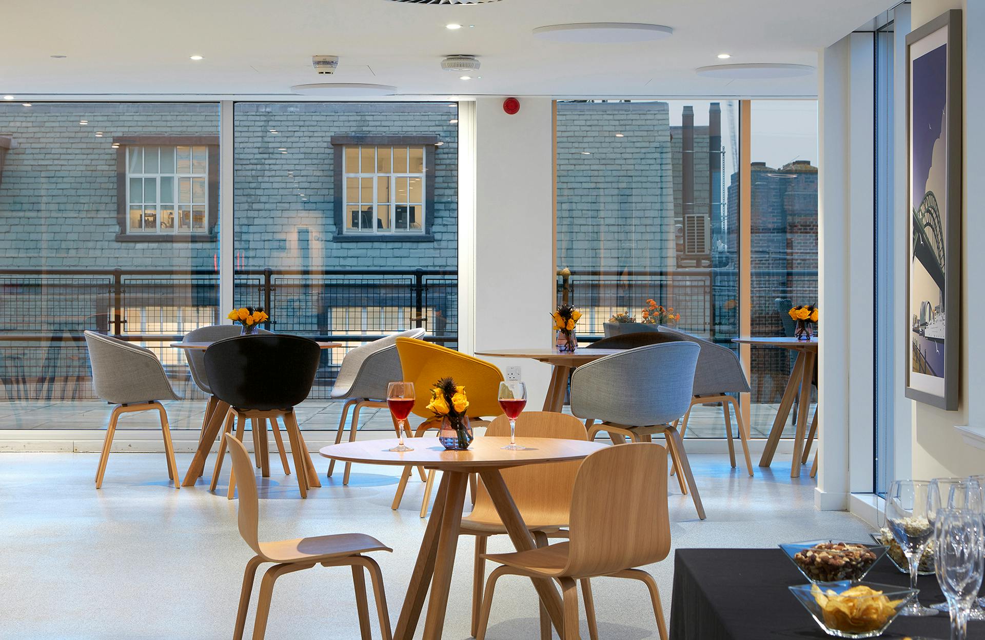 Modern event space at Open Council, ideal for networking and cocktail receptions.