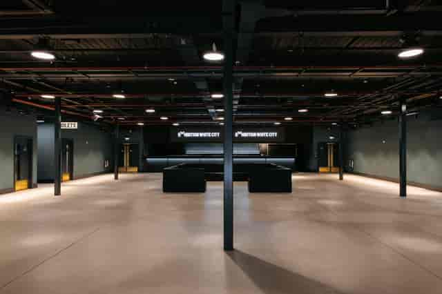 Industrial event venue in White City with integrated bar, ideal for brand activations and receptions.