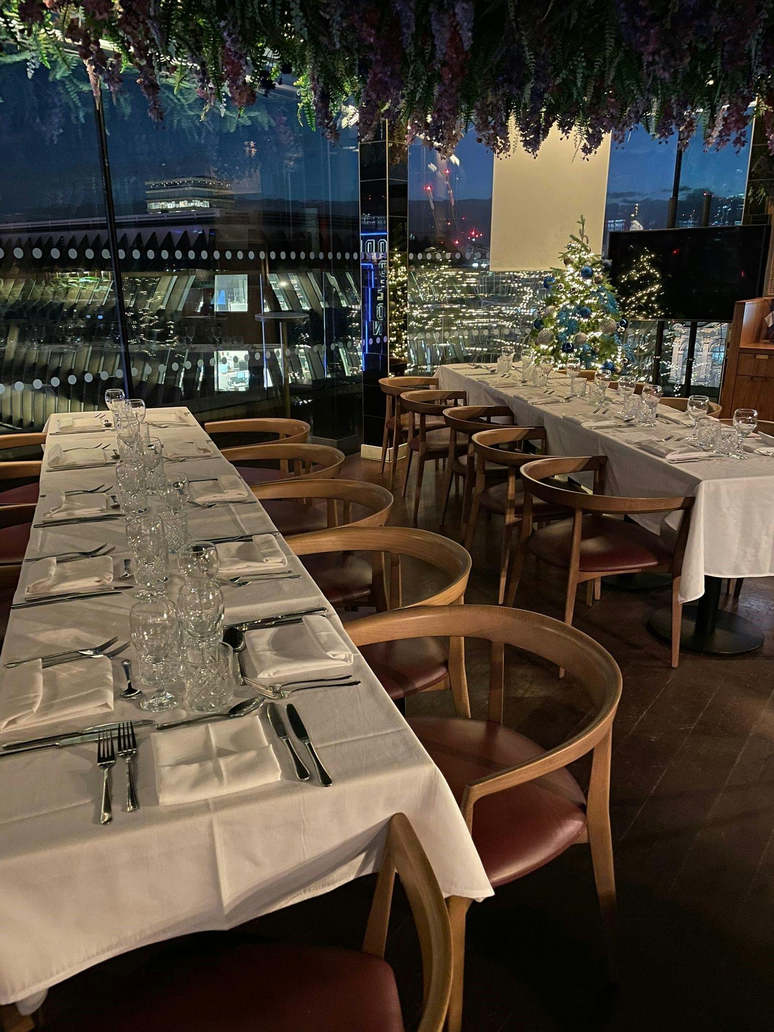 Elegant dining setup at The View @LSQ, perfect for corporate dinners and networking events.
