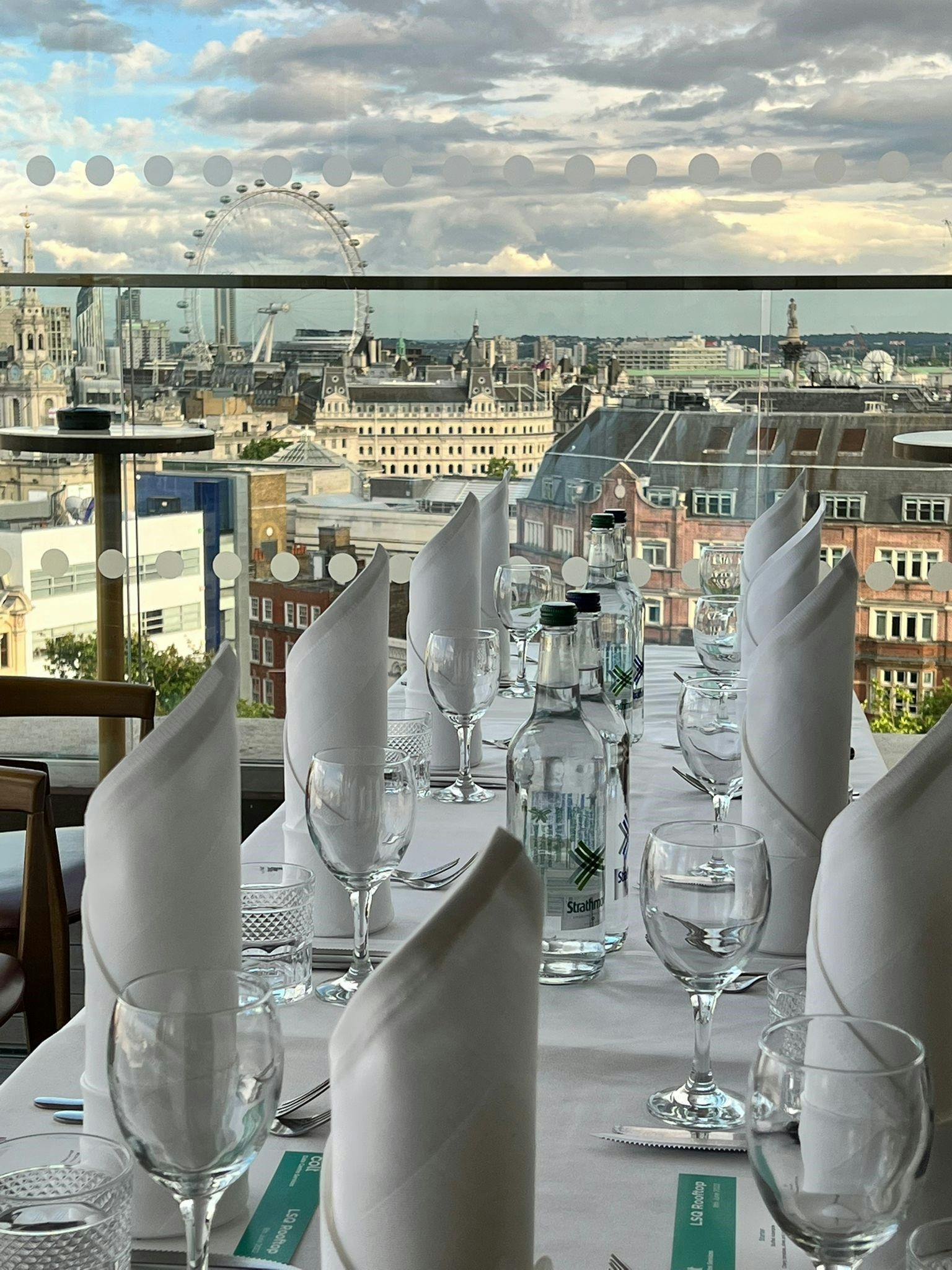 Elegant dining table with glassware at The View @LSQ, perfect for exclusive events.