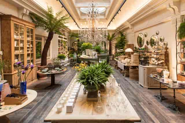 Elegant event space at Petersham Nurseries with lush greenery for upscale gatherings.