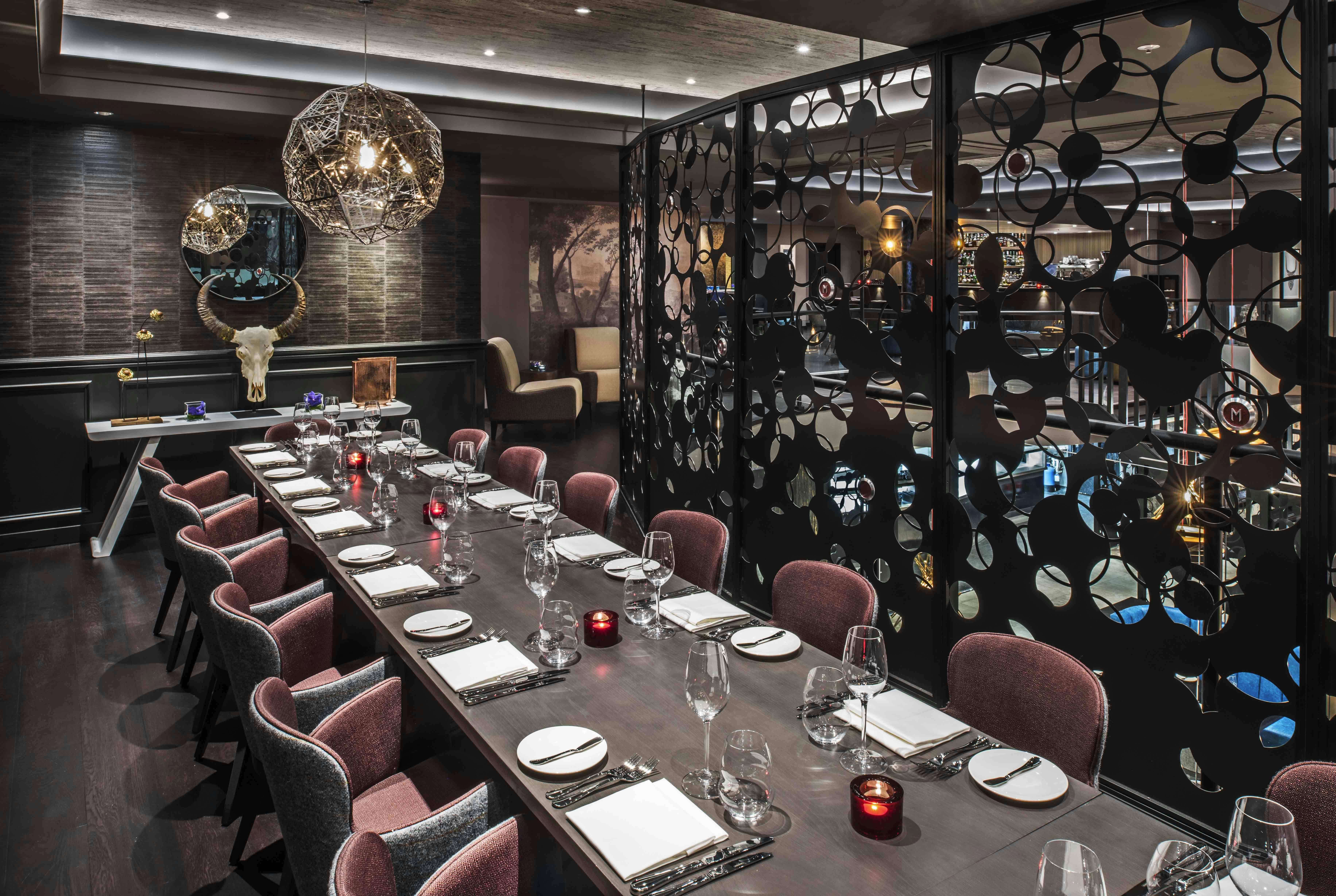 Sophisticated dining space at GRILL PDR for corporate dinners and exclusive events.