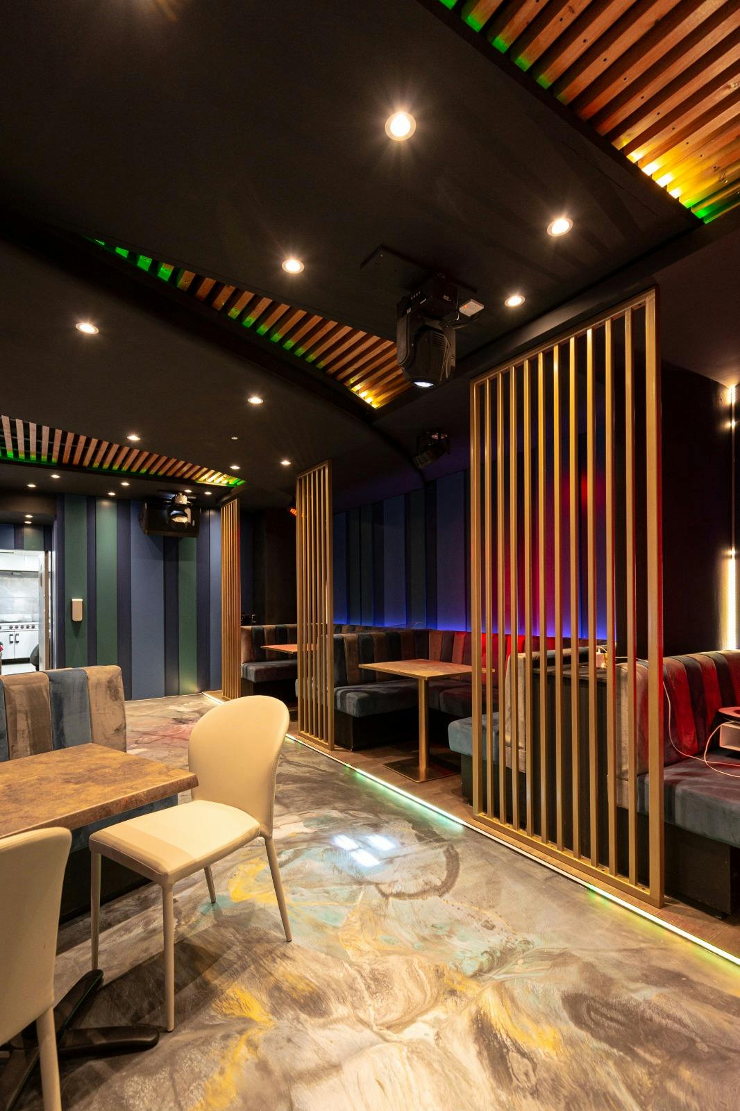 Modern event space with stylish seating for networking and gatherings at Cococure.