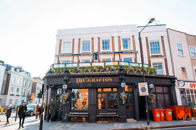 Upstairs at The Grafton pub terrace for casual networking and team offsite events.