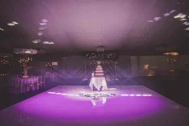 Garden Marquee at Hunton Park Hotel with elegant cake, perfect for weddings and celebrations.