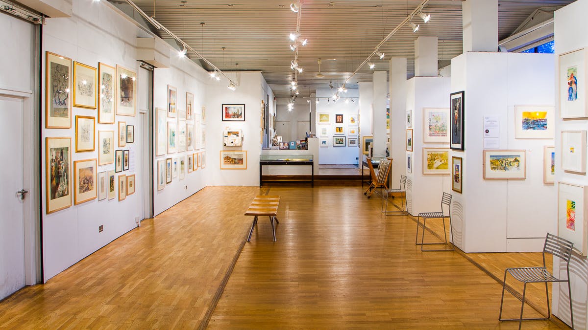 Whole Venue at Bankside Gallery with framed artwork, ideal for art showcases and corporate events.