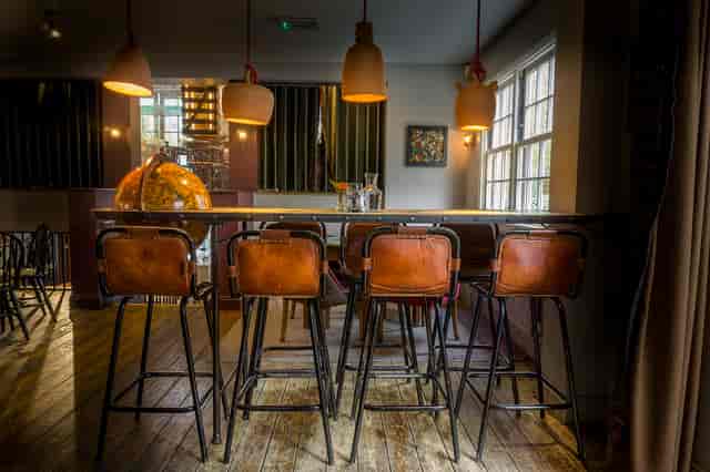 Stylish bar in The Navigation Room, perfect for networking events and casual meetings.