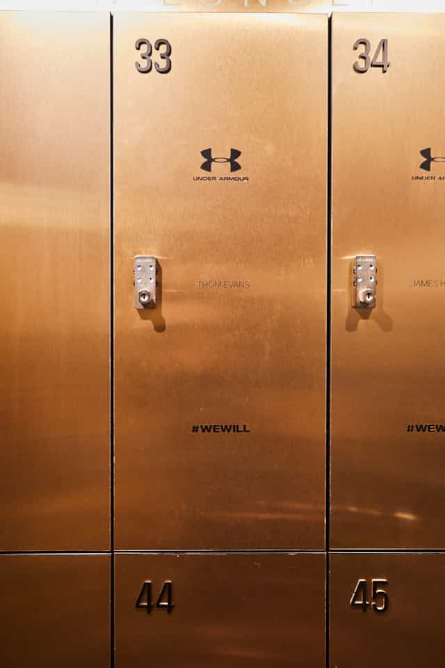 Sleek metallic lockers with #WEWILL for modern event collaboration and networking.