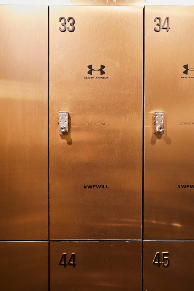 Sleek metallic lockers with #WEWILL for modern event collaboration and networking.