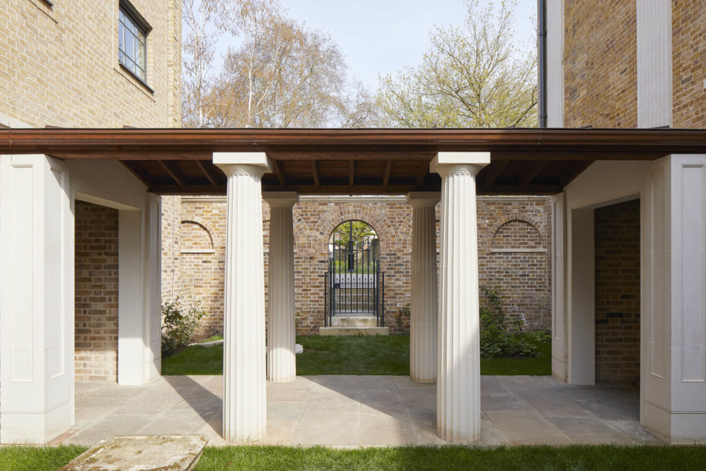 The Colonnade at Pitzhanger Manor: elegant columns for outdoor receptions and gatherings.