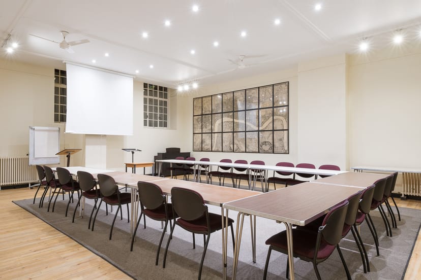 Meeting room in St James's Church Piccadilly, U-shaped setup for workshops and meetings.