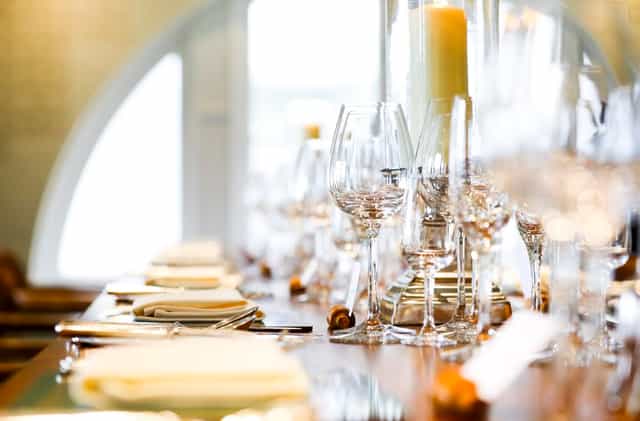Home Dressing Room at Lord's Cricket Ground, elegant dining setup for corporate events.