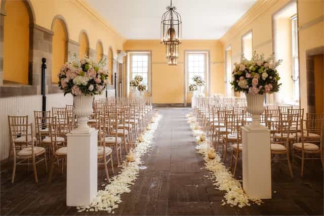 Elegant Adam Ballroom at Hopetoun House, perfect for romantic wedding ceremonies.