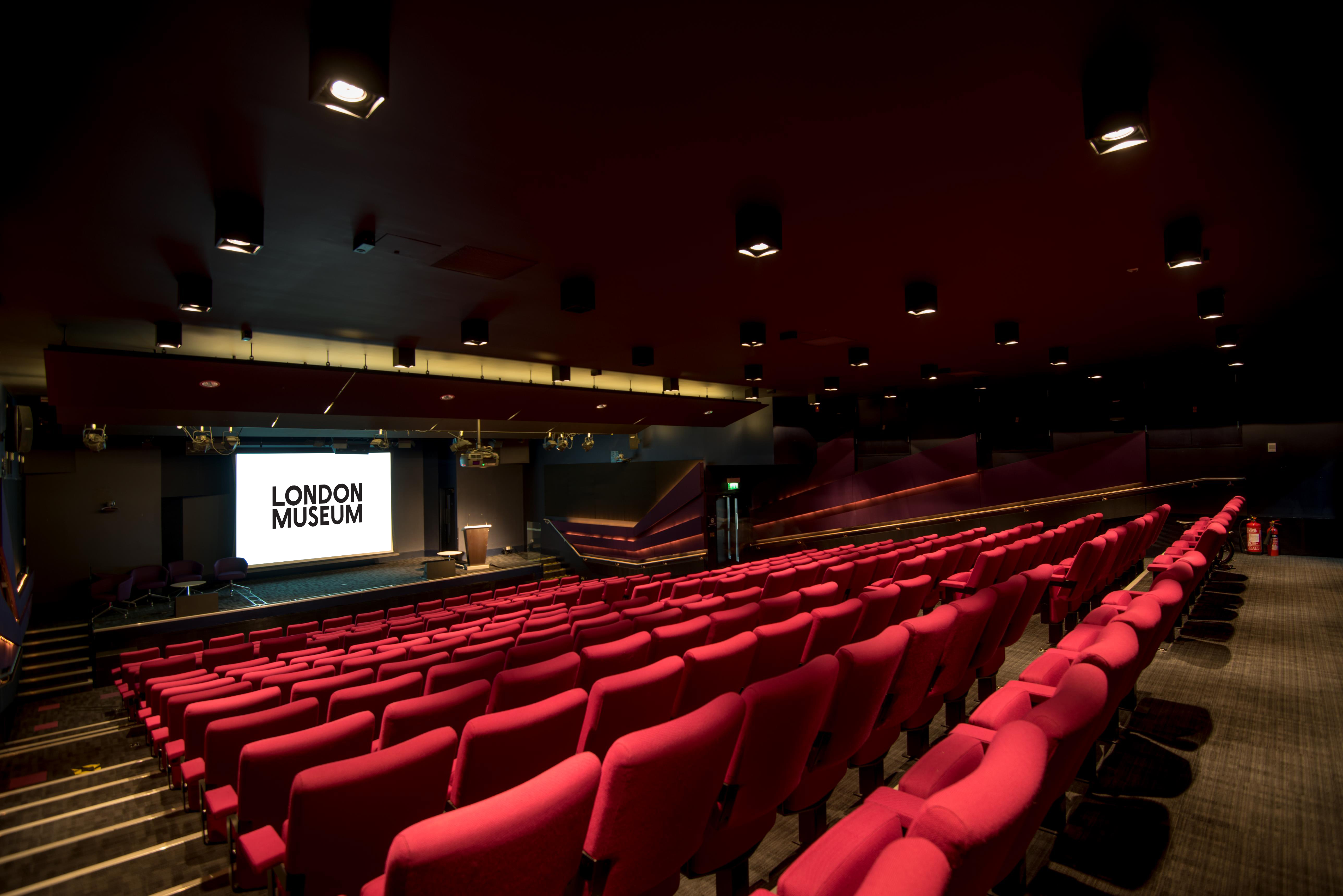 Weston Theatre auditorium with tiered seating, ideal for conferences and events in London. - Banner
