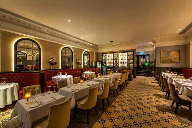 Elegant restaurant setting with plush seating for upscale events in Palm Beach.
