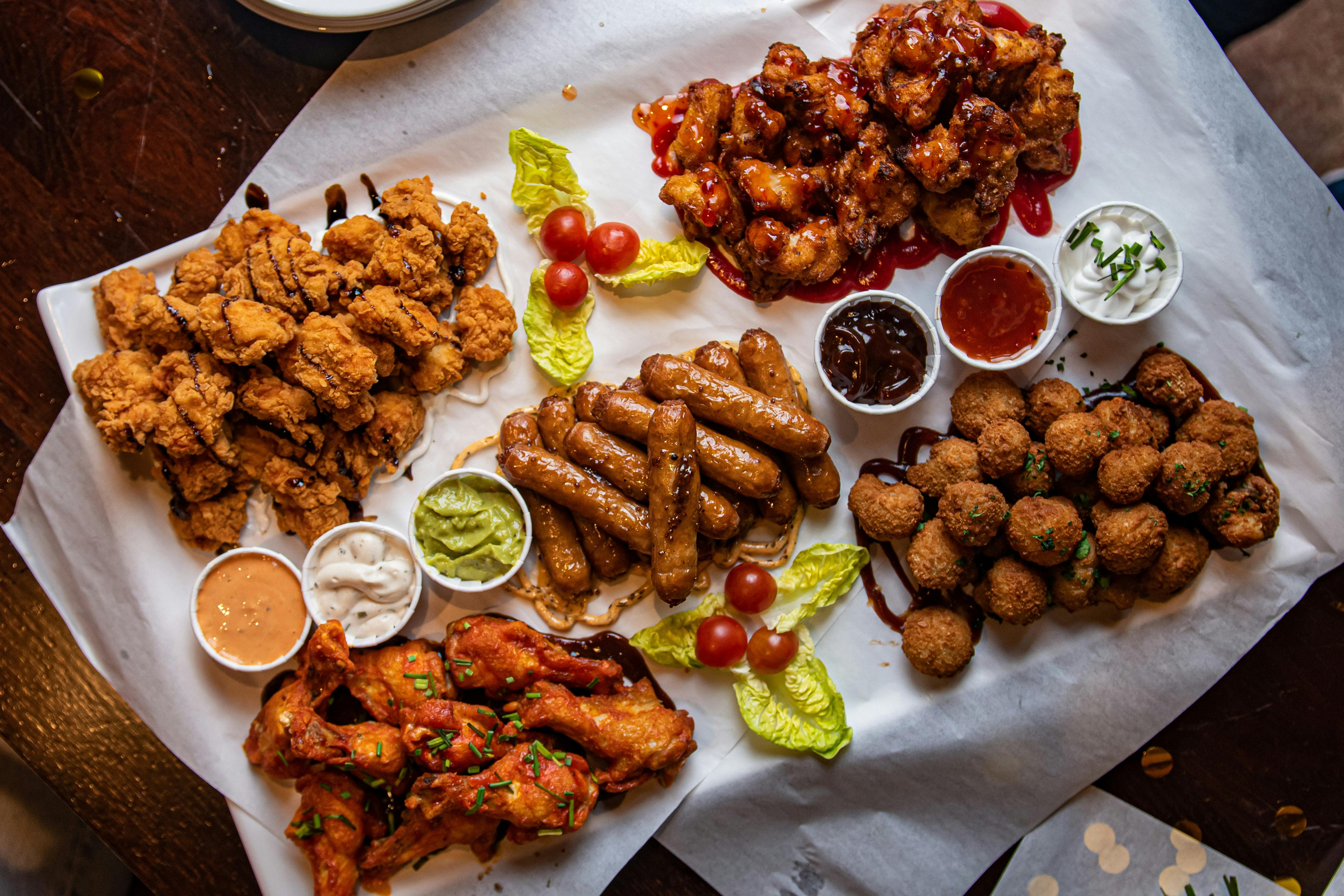 Vibrant appetizer spread at Punch Tarmey's Liverpool for networking events.