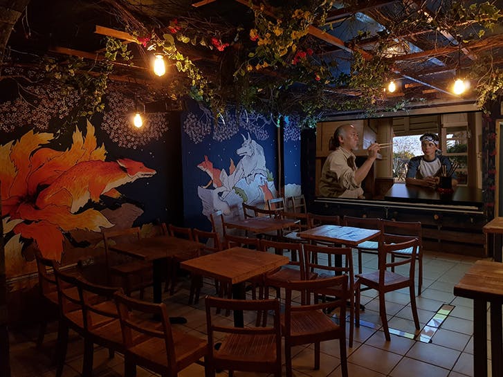 Secret Garden Room in BATCH, vibrant murals, ideal for intimate gatherings and workshops.