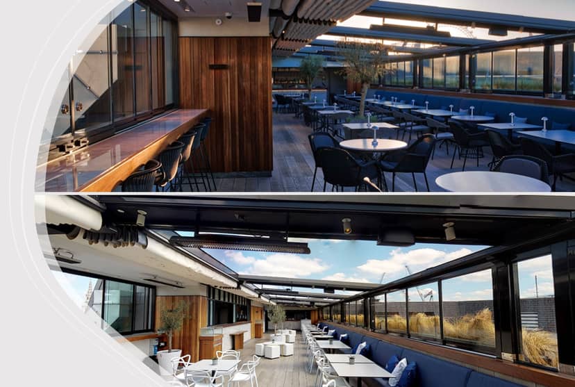 Modern open-air event space at The Deck, ideal for networking and workshops.