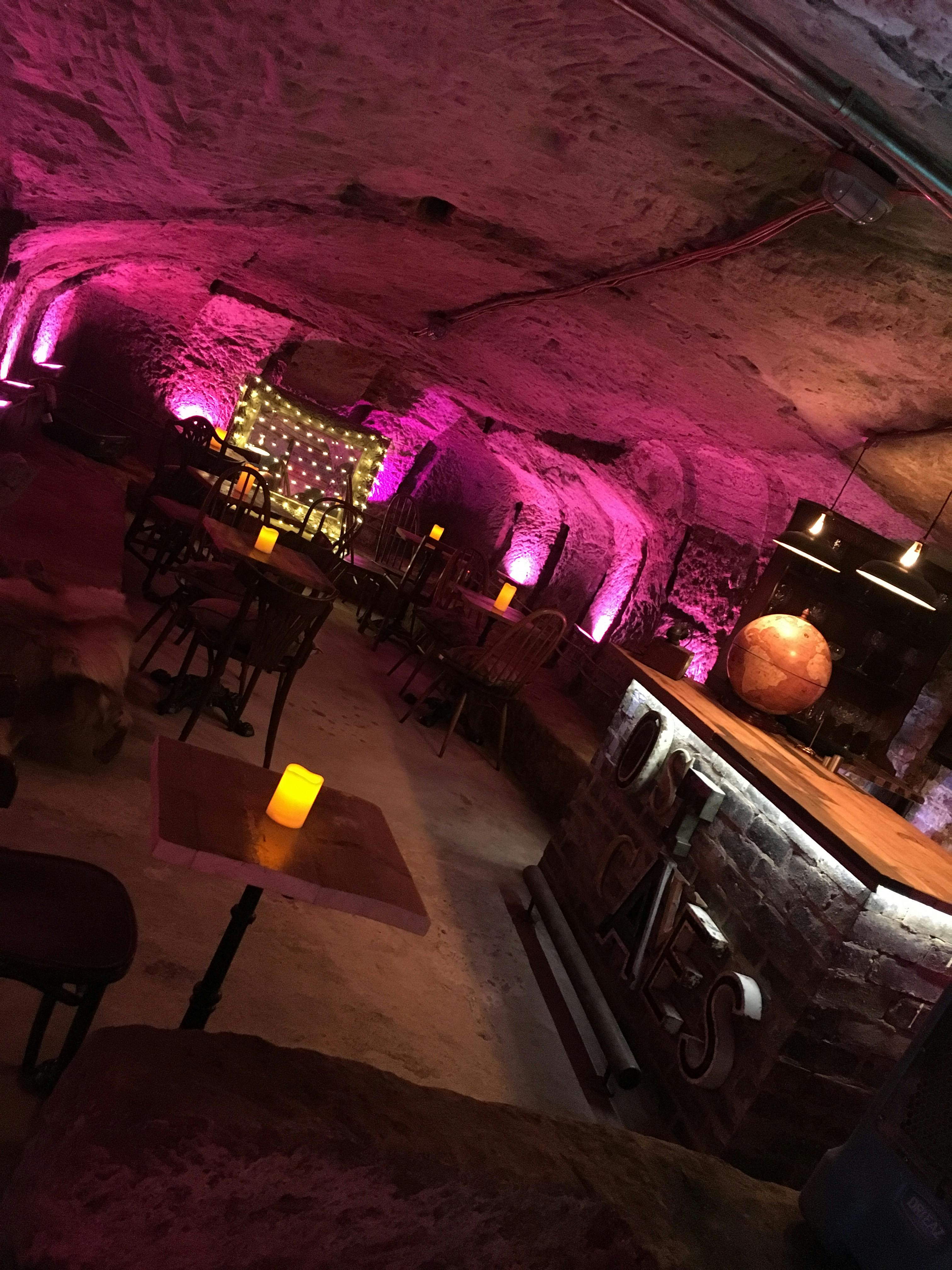 Intimate underground venue with purple lighting at Mercure Nottingham for private events.