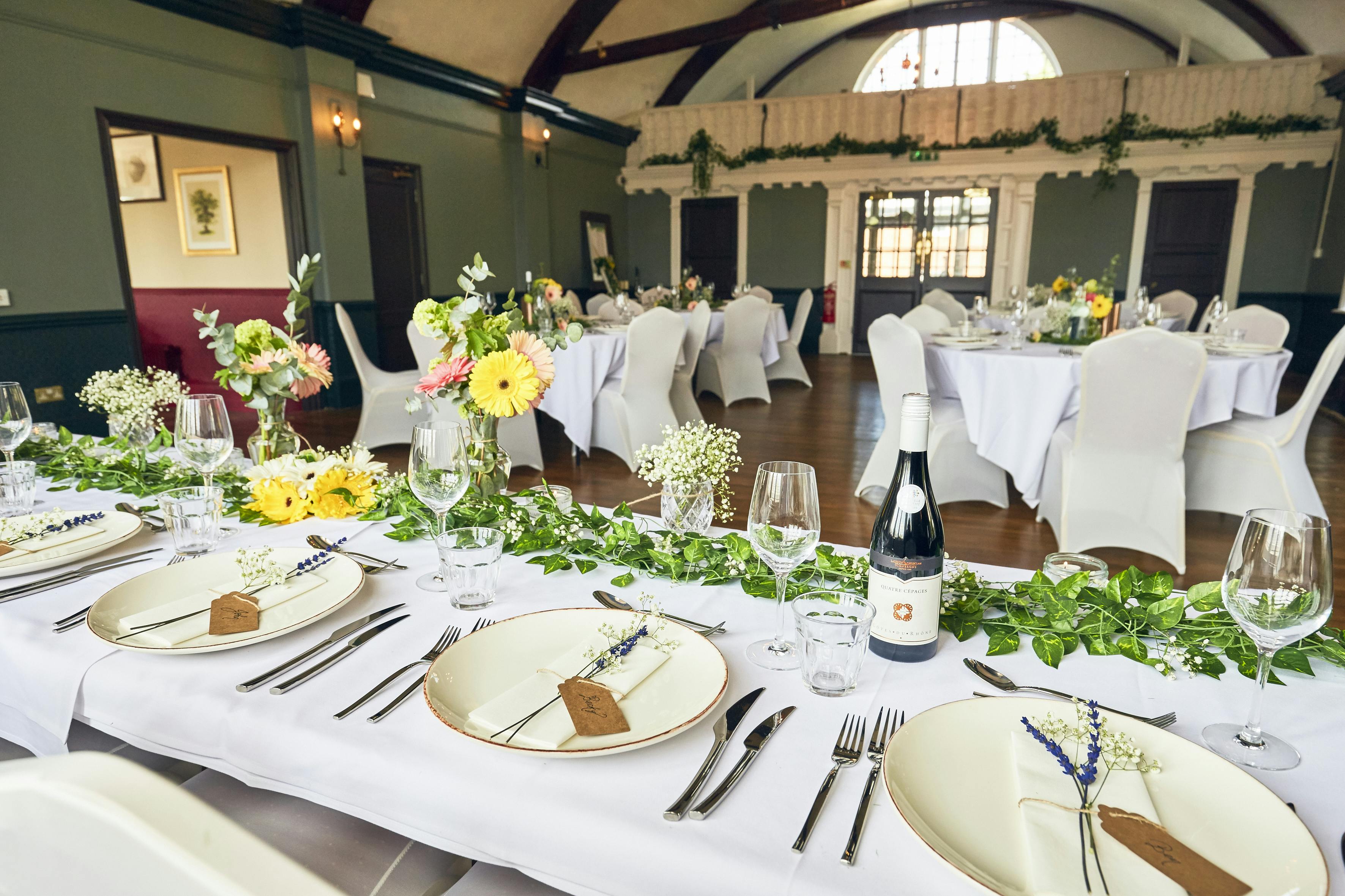 Elegant event space at The Royal Oak, perfect for weddings and formal gatherings.