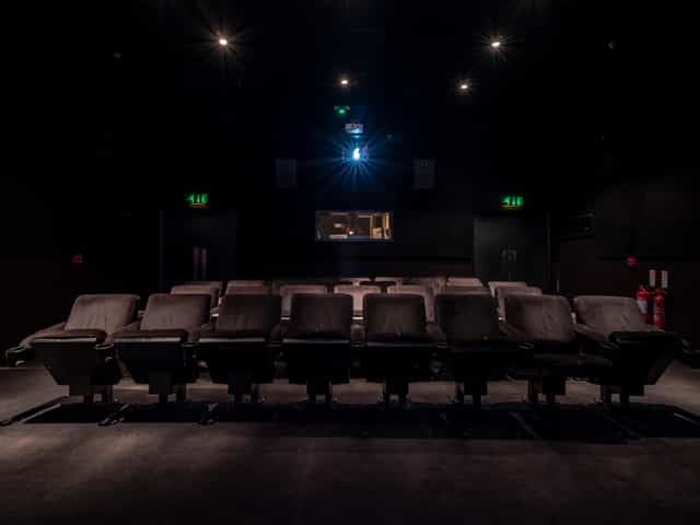 Modern theater setup at BFI Southbank for intimate film screenings and presentations.