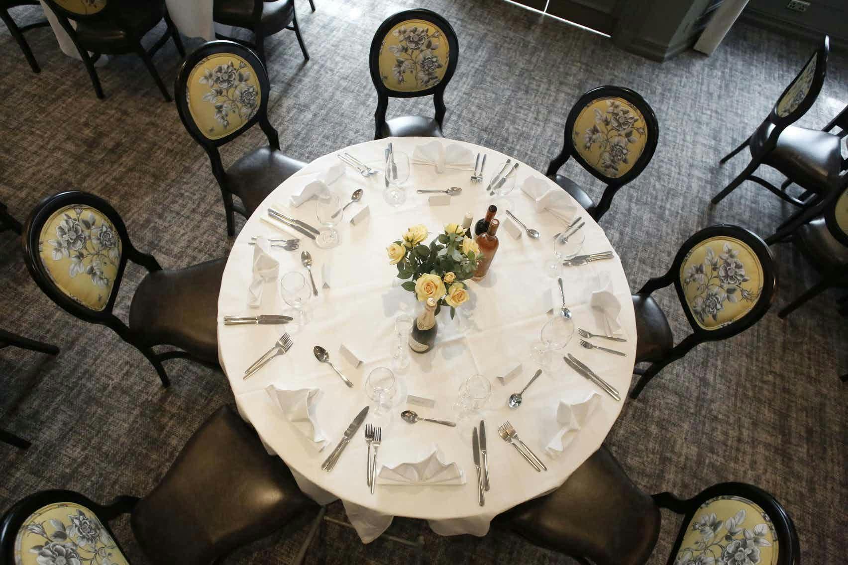 Westminster Suite at The Bridge Hotel with elegant table setup for formal events.