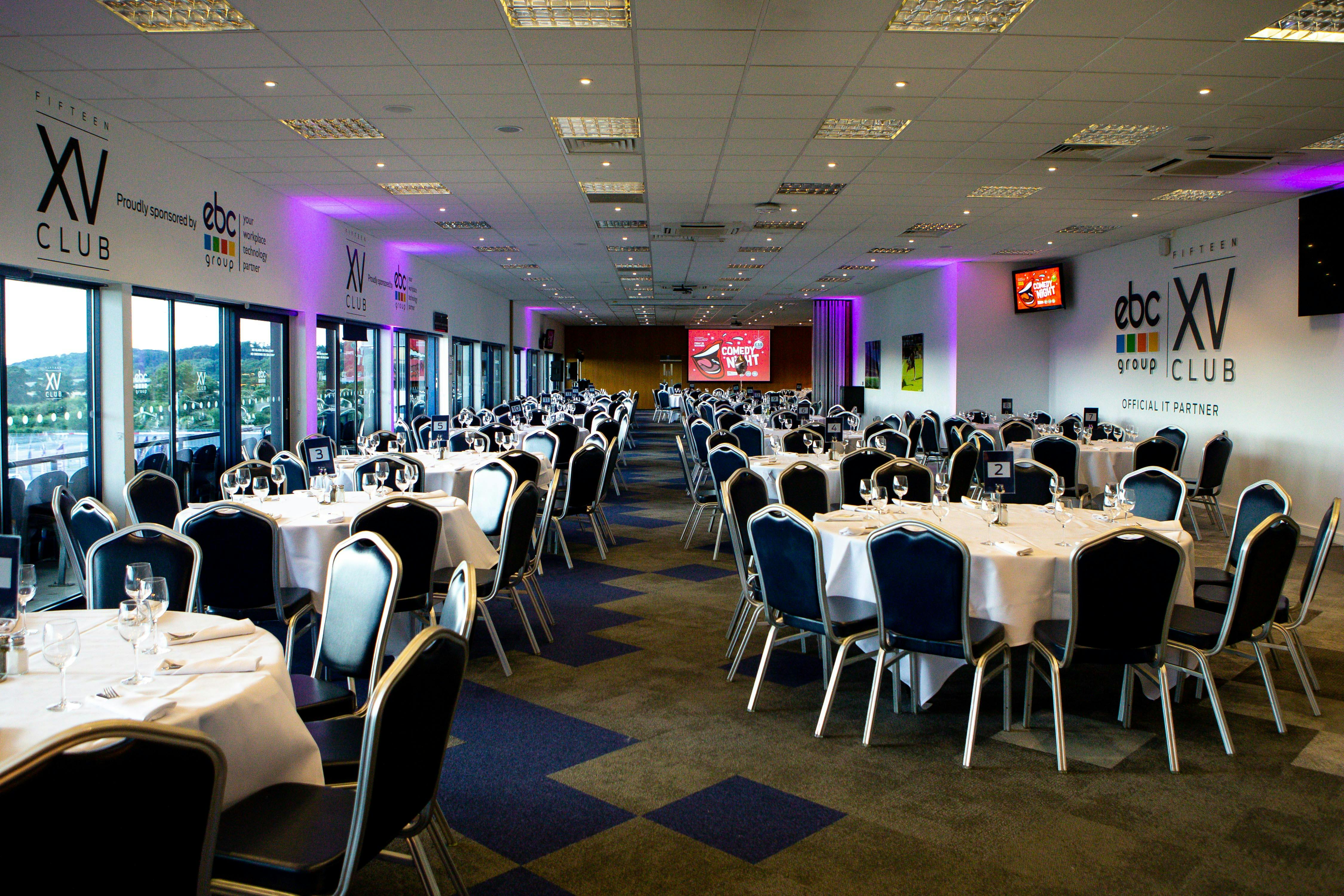 Elegant Duckworth Suite at Sixways Stadium, perfect for corporate events and gatherings.