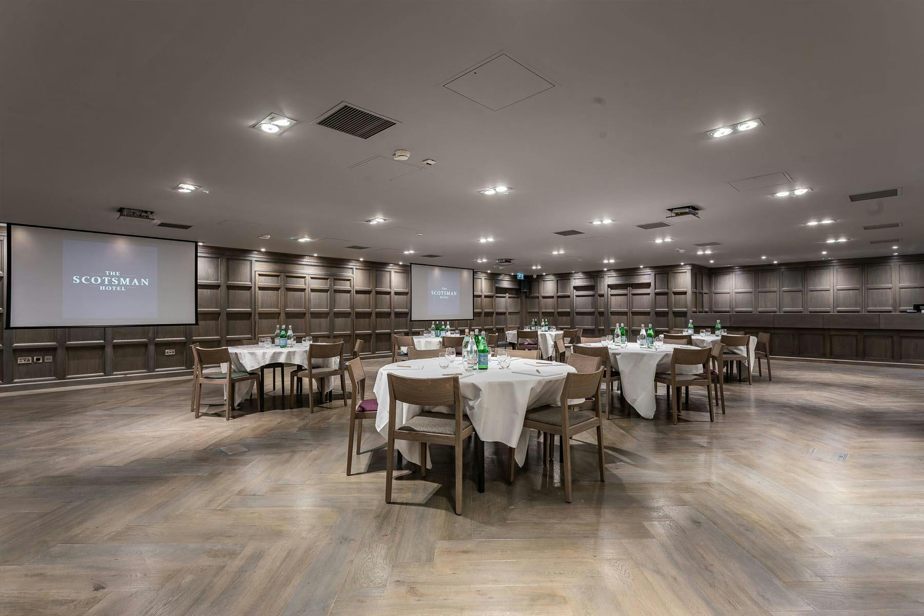 Event space at The Balvenie, Scotsman Hotel, ideal for meetings and gatherings.