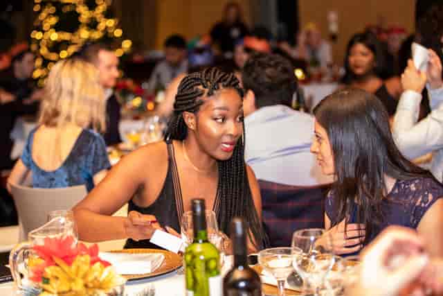 Timber Lodge event space with elegant tables for networking and corporate celebrations.