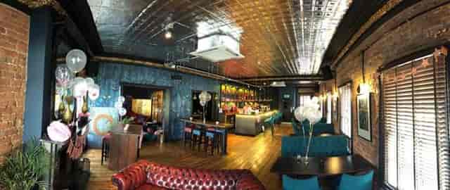 Vibrant Stag and Antelope event space with chic decor - perfect for networking or gatherings.