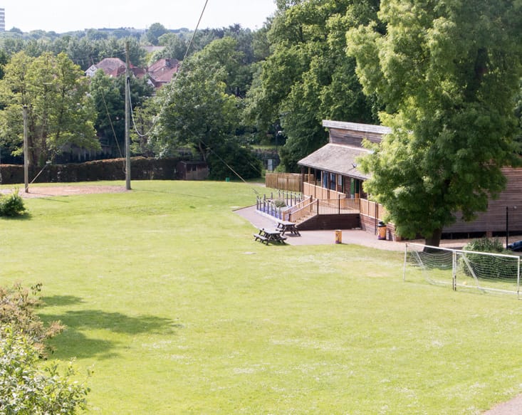 Stoneham Lodge at Woodmill Centre, spacious outdoor venue for events and team-building.