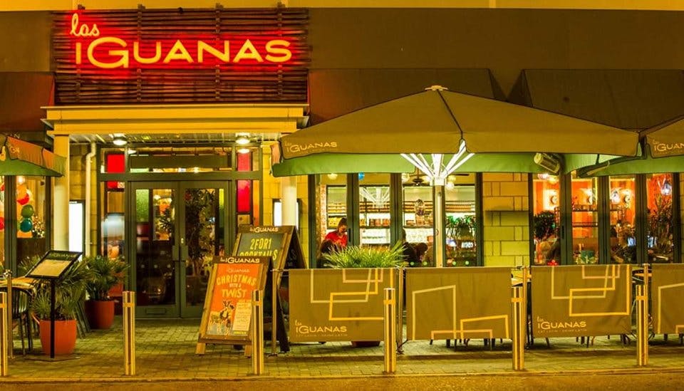 Vibrant Las Iguanas Cheshire venue with outdoor seating for casual meetings and events.