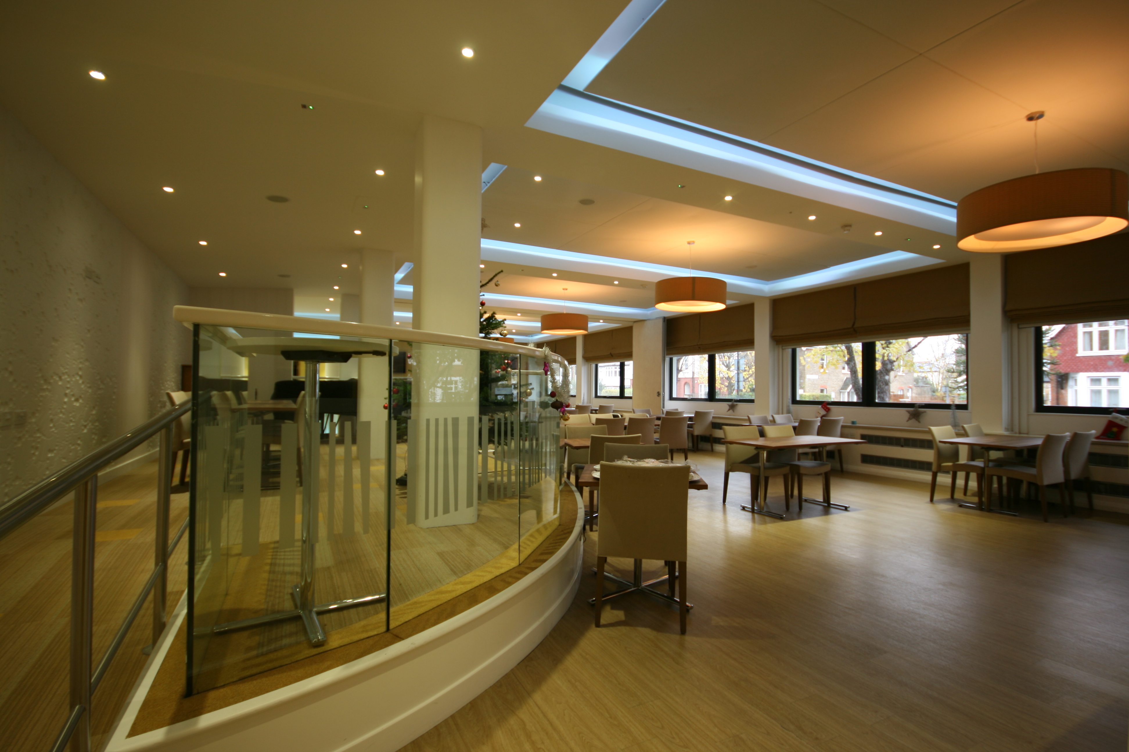 Modern event space at Pillars Kitchen, University of West London, perfect for meetings and gatherings. - Banner