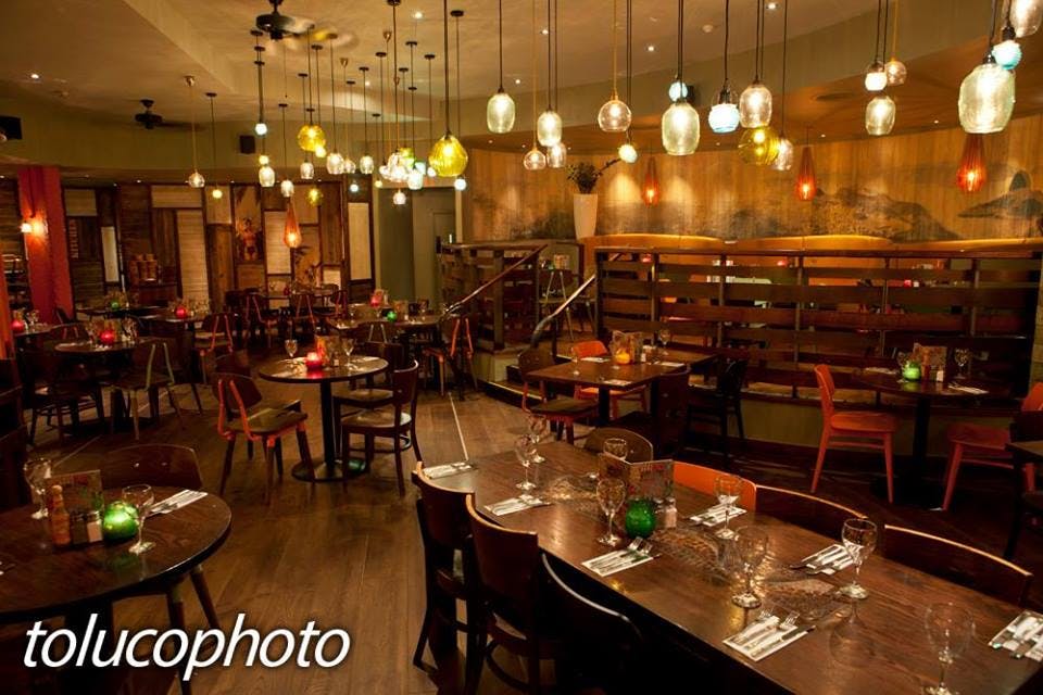 Stylish dining space in Las Iguanas Leeds, perfect for corporate events and gatherings.