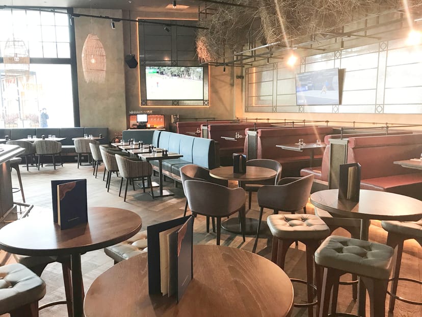 Versatile event space in Westwood with modern seating for networking and conferences.
