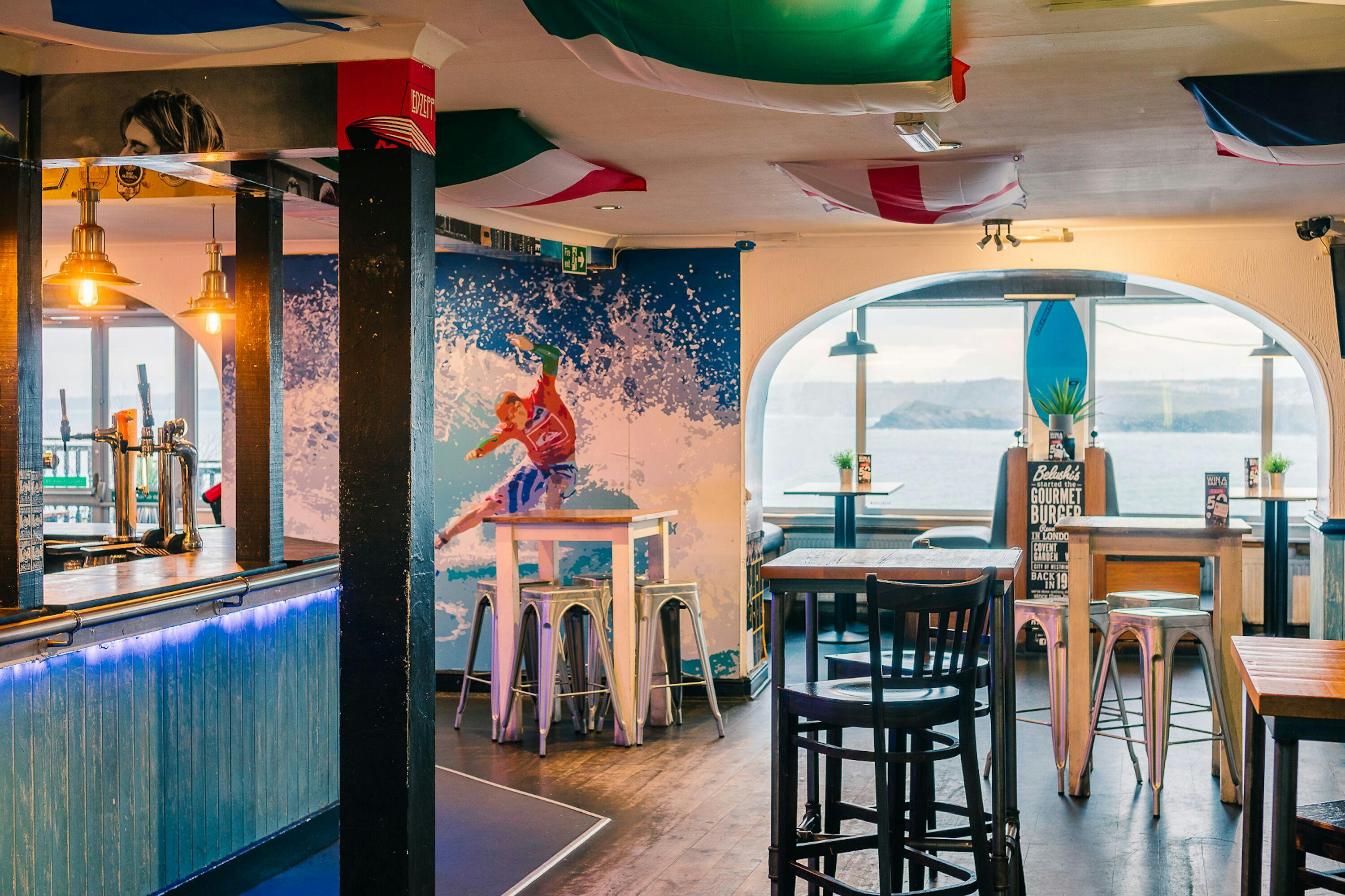 VIP Balcony at Belushis, Newquay - coastal-themed event space for gatherings and networking.