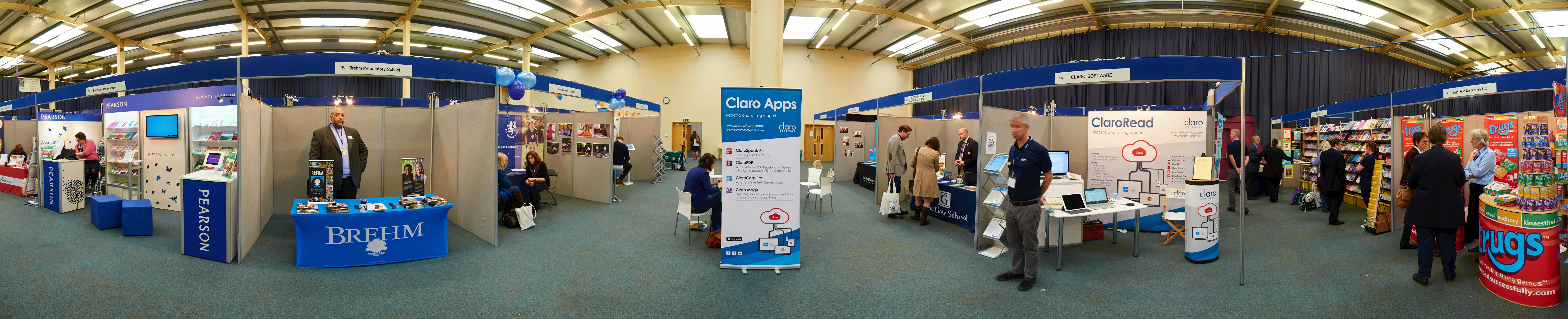 Cotswold Hall event space with Claro Apps banner for tech networking in Oxford.