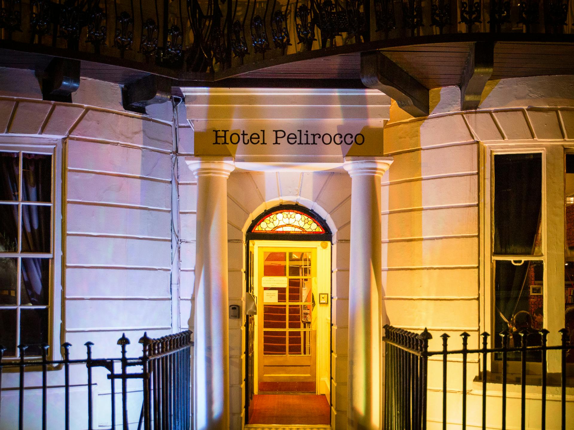 Inviting entrance of Hotel Pelirocco, ideal for events and gatherings.