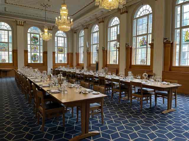 Elegant dining room in Great Hall, ideal for corporate events and formal gatherings.